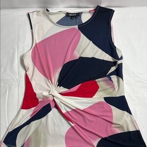 DKNY Women's Abstract Print Top - Pink, Red, and Navy